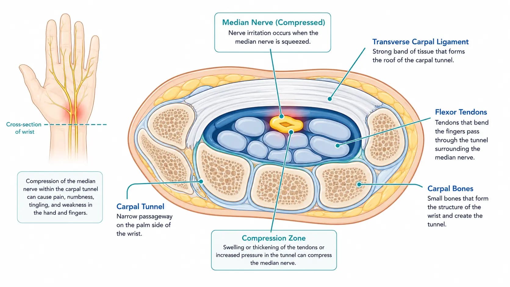 Carpal Tunnel Syndrome anatomy illustration