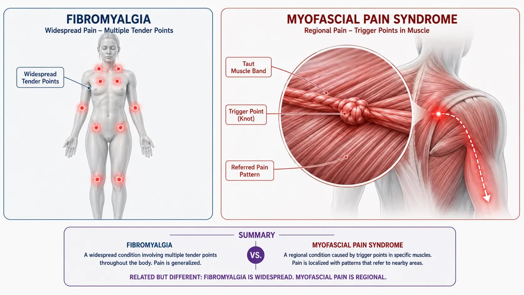 Fibromyalgia and Myofascial Pain anatomy illustration