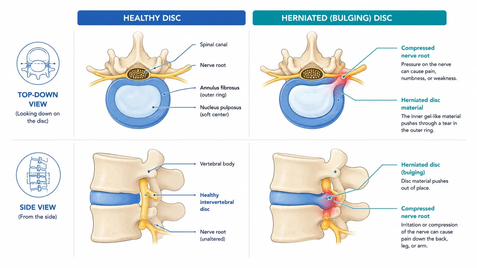 Herniated or Bulging Disc anatomy illustration